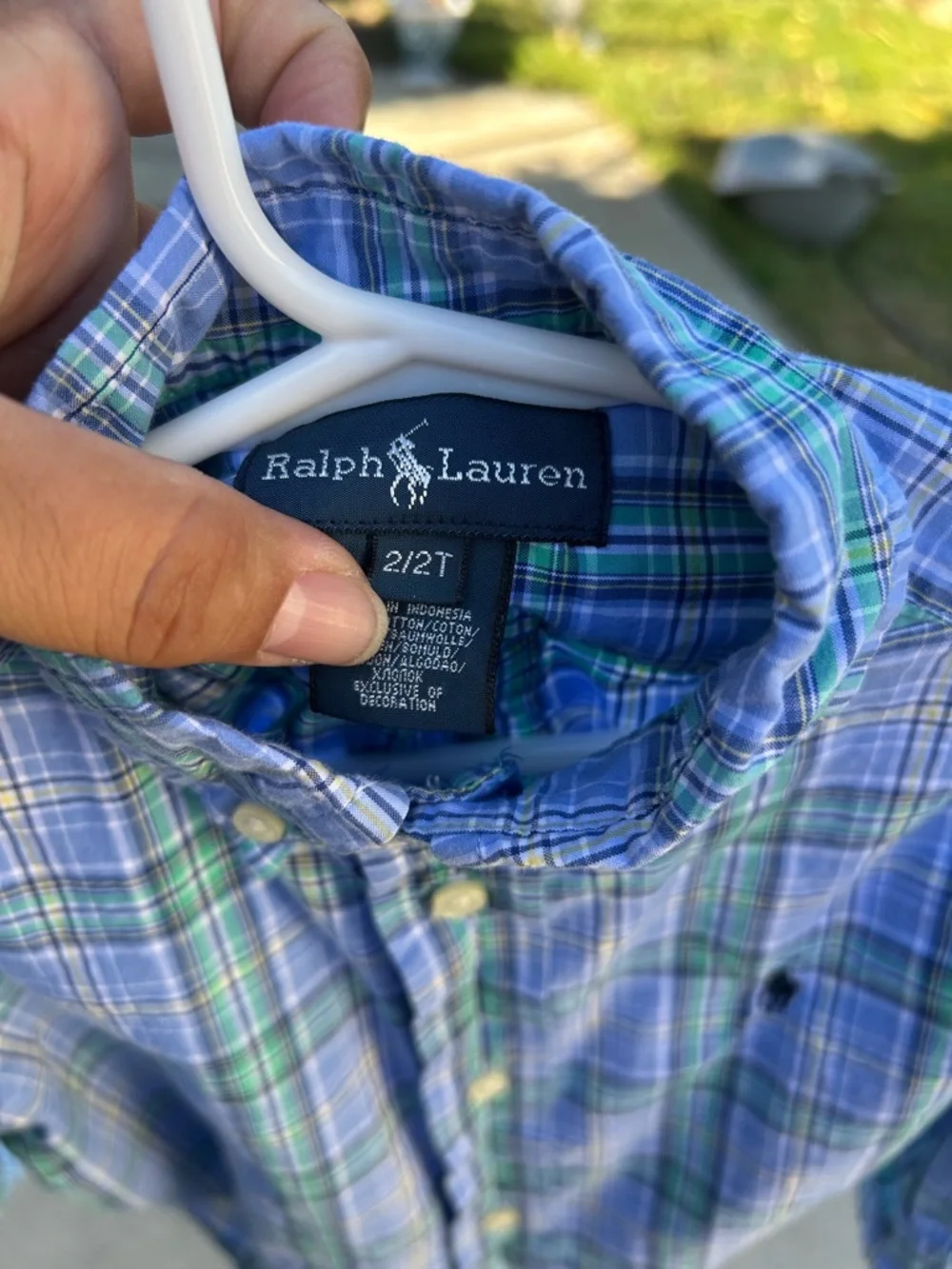 Polo by Ralph Lauren Blue & Green Plaid Button-Down Shirt